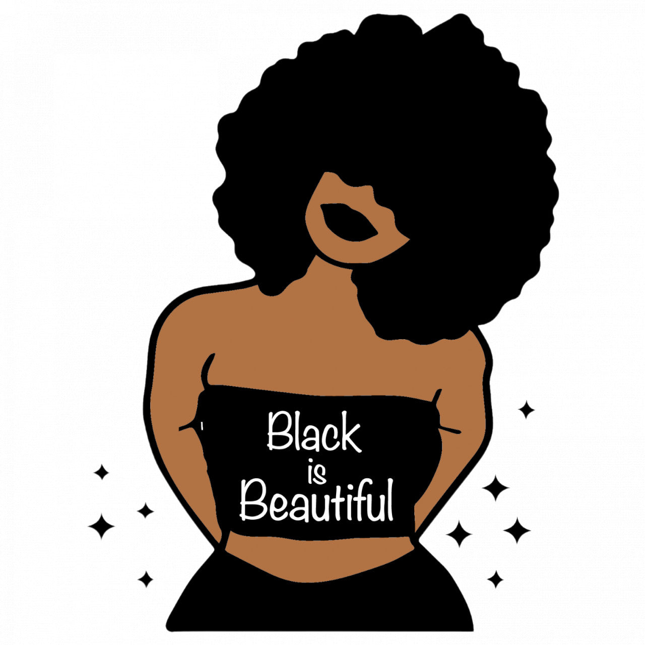 Set 5 bucati, Sticker decorativ, Black is beautiful, Rezistent la apa, NO8555, 6 cm, Multicolor