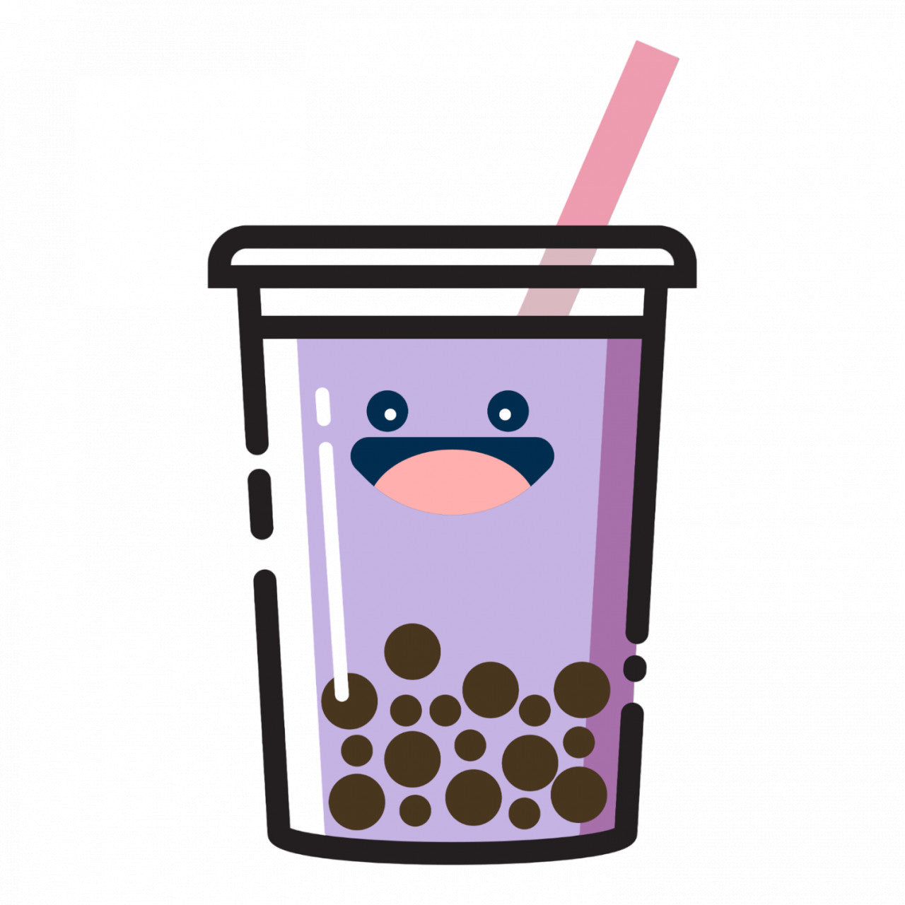 Set 5 bucati, Sticker decorativ, Boba ceai cu pai, Rezistent la apa, NO8607, 6 cm, Multicolor