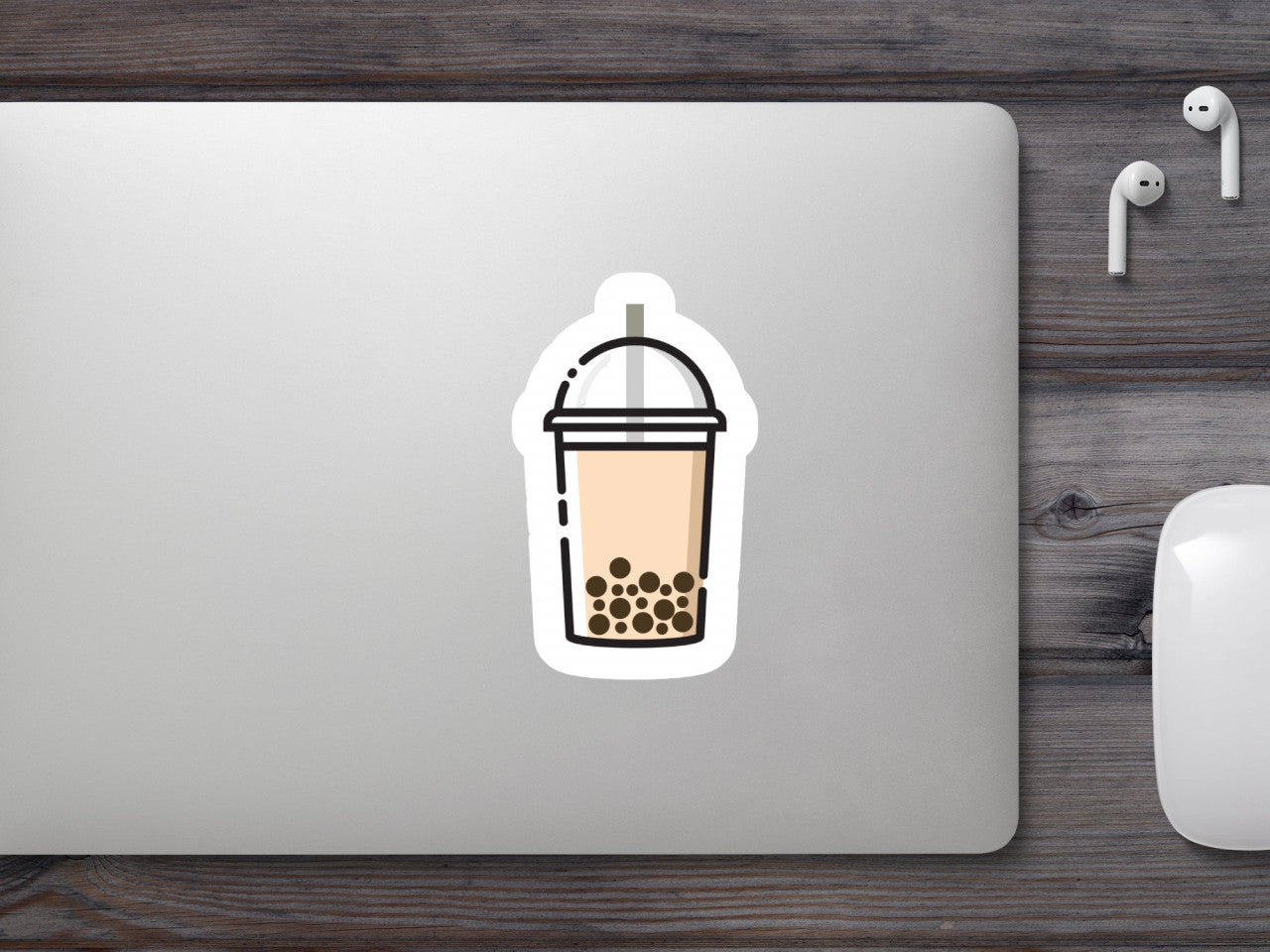 Set 5 bucati, Sticker decorativ, Boba tea cu pai, Rezistent la apa, NO8609, 6 cm, Multicolor