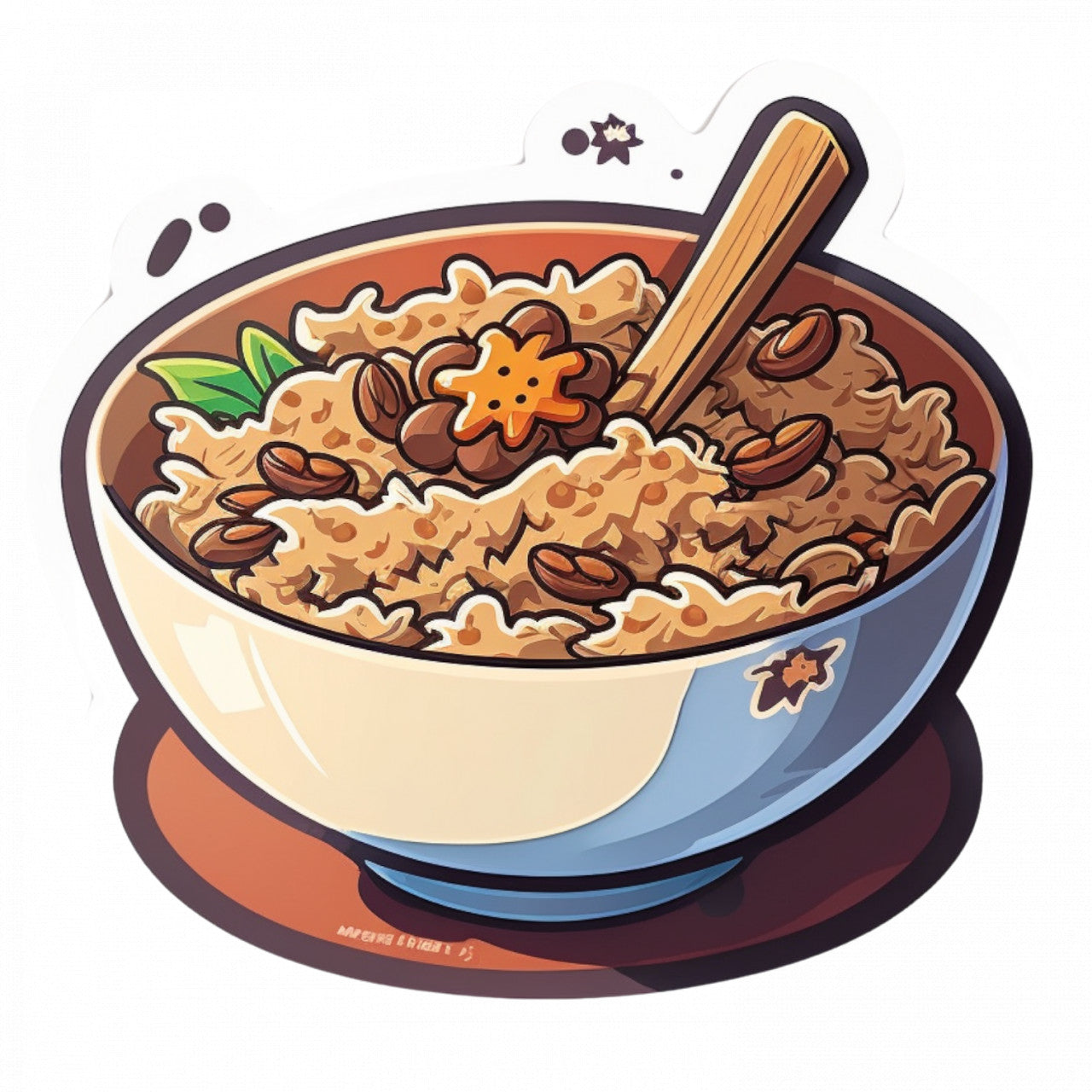 Set 5 bucati, Sticker decorativ, Bol cu cereale de ovaz cu lapte, Rezistent la apa, NO8615, 6 cm, Multicolor