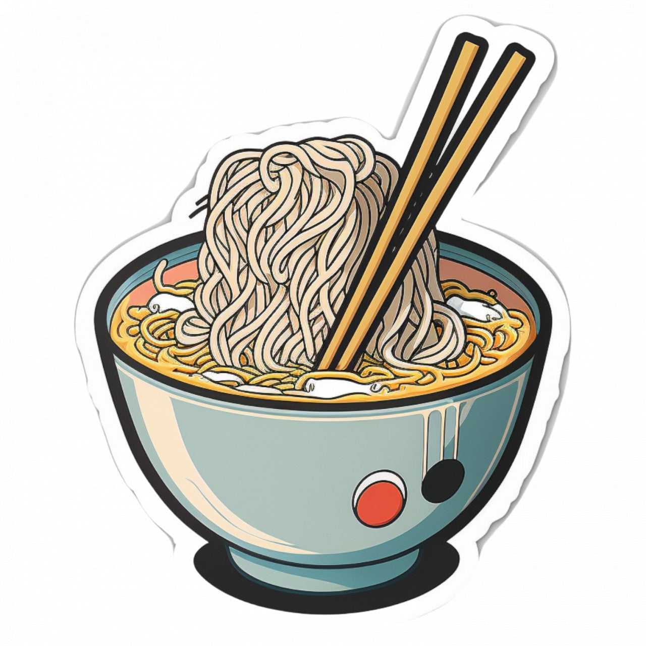 Set 5 bucati, Sticker decorativ, Bol cu ramen si taitei, Rezistent la apa, NO8619, 6 cm, Multicolor