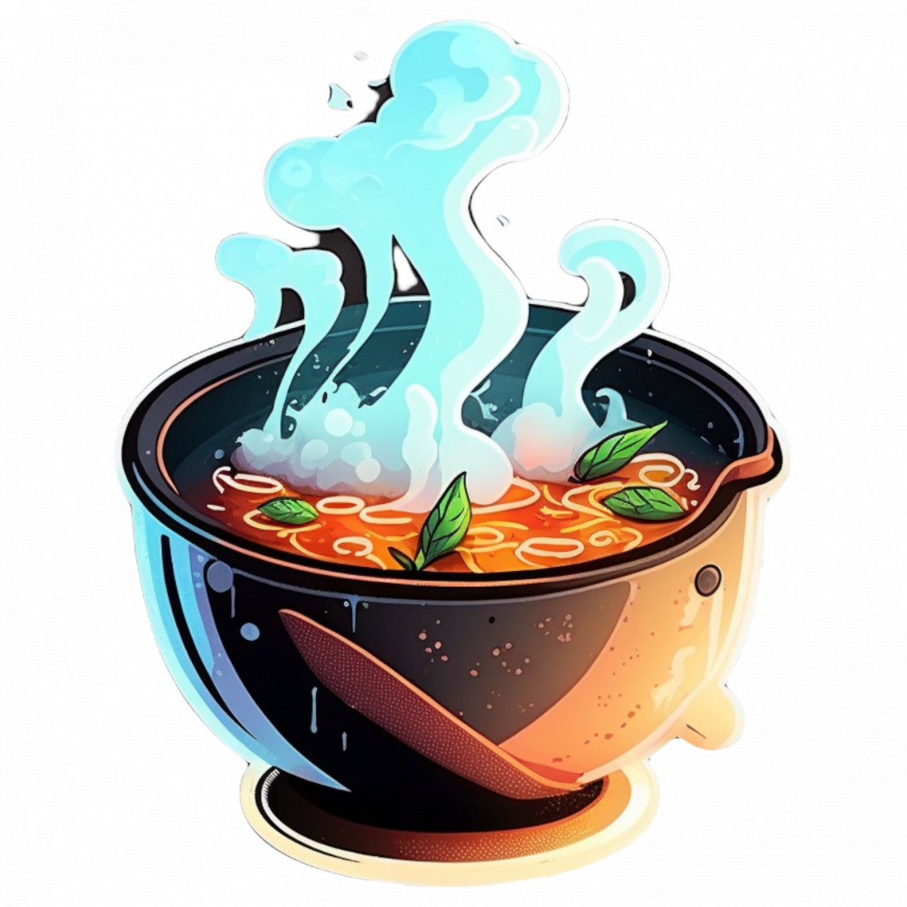 Set 5 bucati, Sticker decorativ, Bol cu supa fierbinte, Rezistent la apa, NO8623, 6 cm, Multicolor