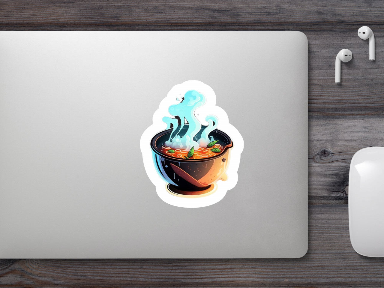 Set 5 bucati, Sticker decorativ, Bol cu supa fierbinte, Rezistent la apa, NO8623, 6 cm, Multicolor