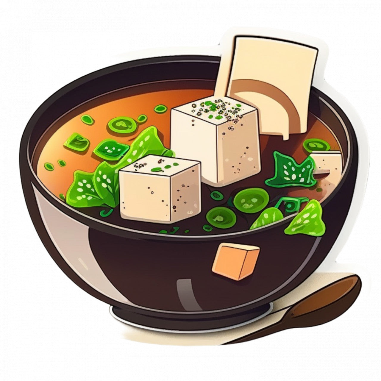 Set 5 bucati, Sticker decorativ, Bol cu supa miso, Rezistent la apa, NO8624, 6 cm, Multicolor