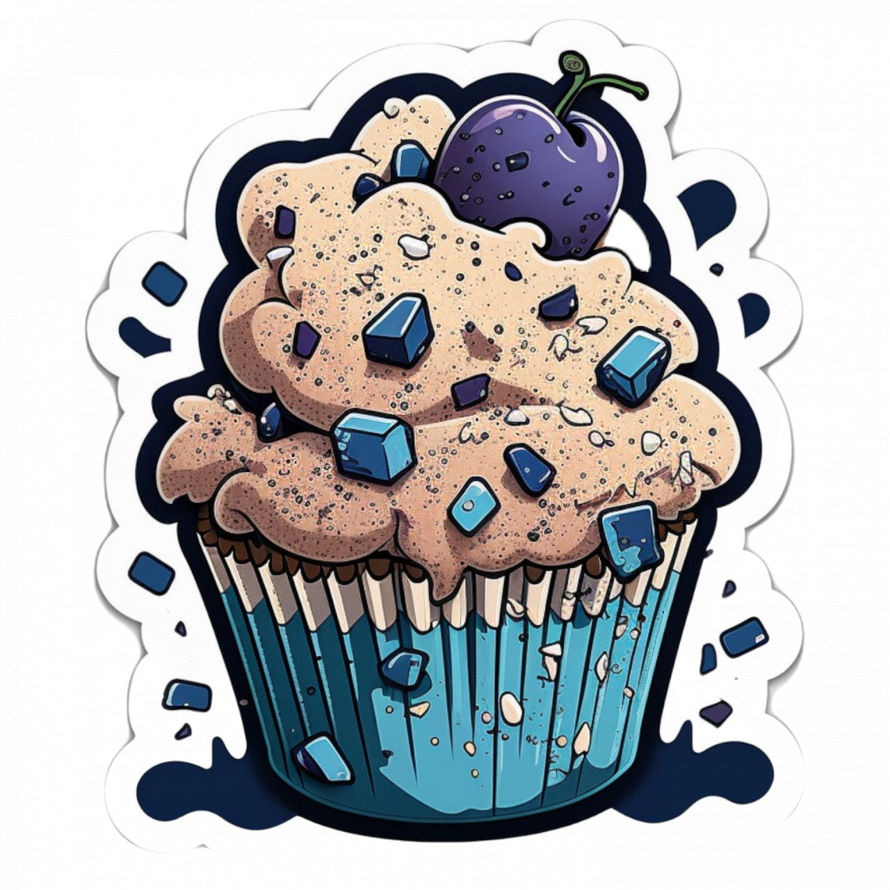 Set 5 bucati, Sticker decorativ, Briosa cu fructe de padure, Rezistent la apa, NO8642, 6 cm, Multicolor