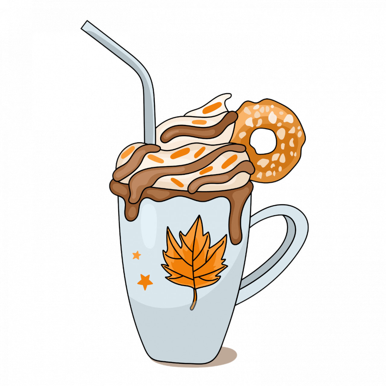 Set 5 bucati, Sticker decorativ, Cafea cu lapte si frisca, Rezistent la apa, NO8681, 6 cm, Multicolor