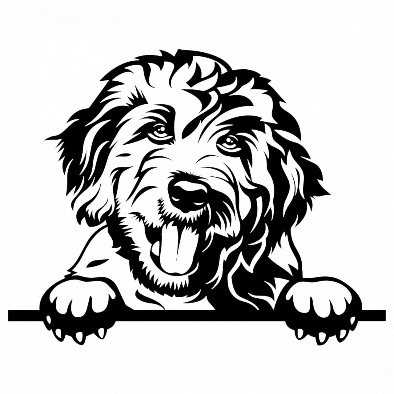 Set 5 bucati, Sticker decorativ, Caine rasa Goldendoodle fericit, Rezistent la apa, NO8688, 6 cm, Multicolor