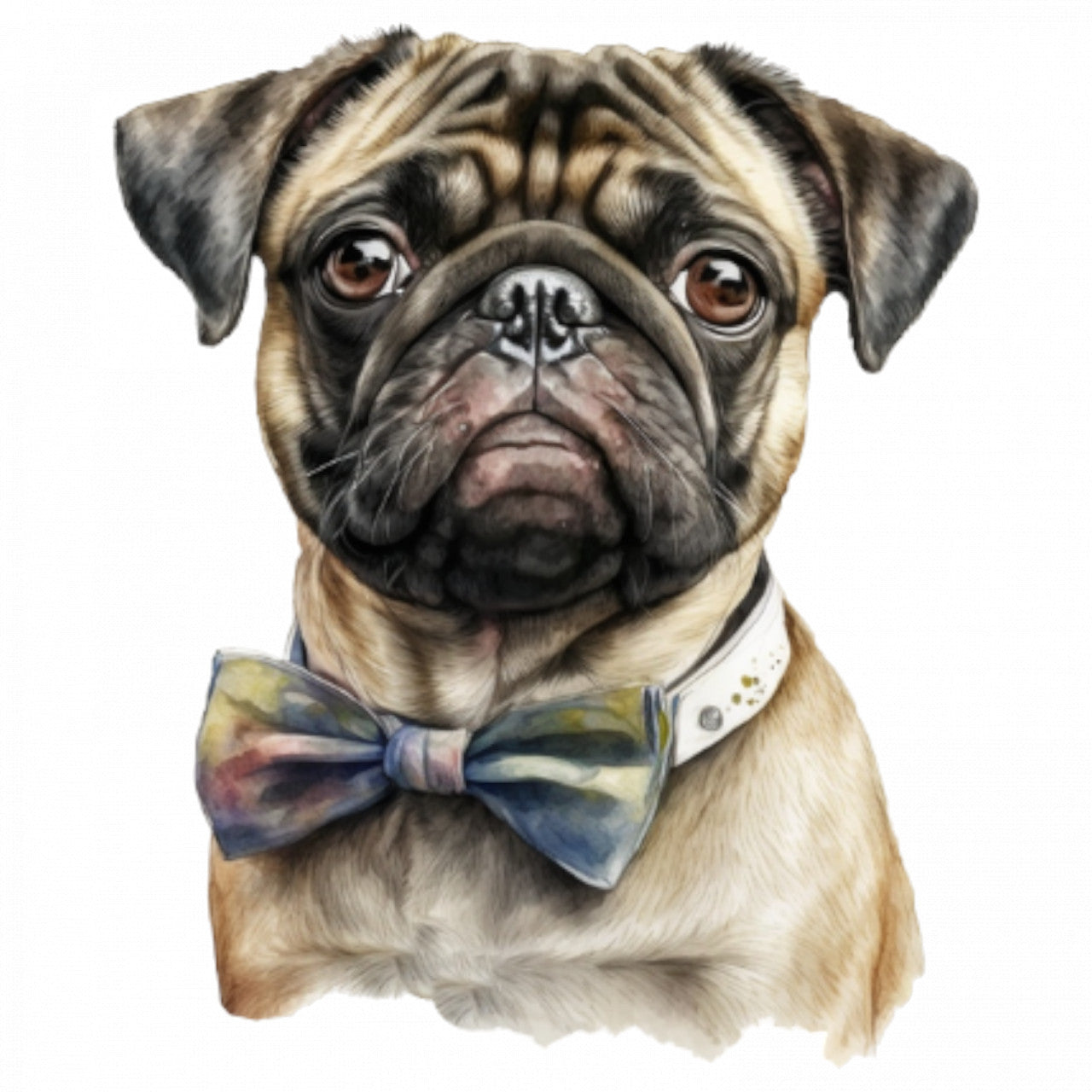 Set 5 bucati, Sticker decorativ, Caine rasa Pug, Rezistent la apa, NO8704, 6 cm, Multicolor