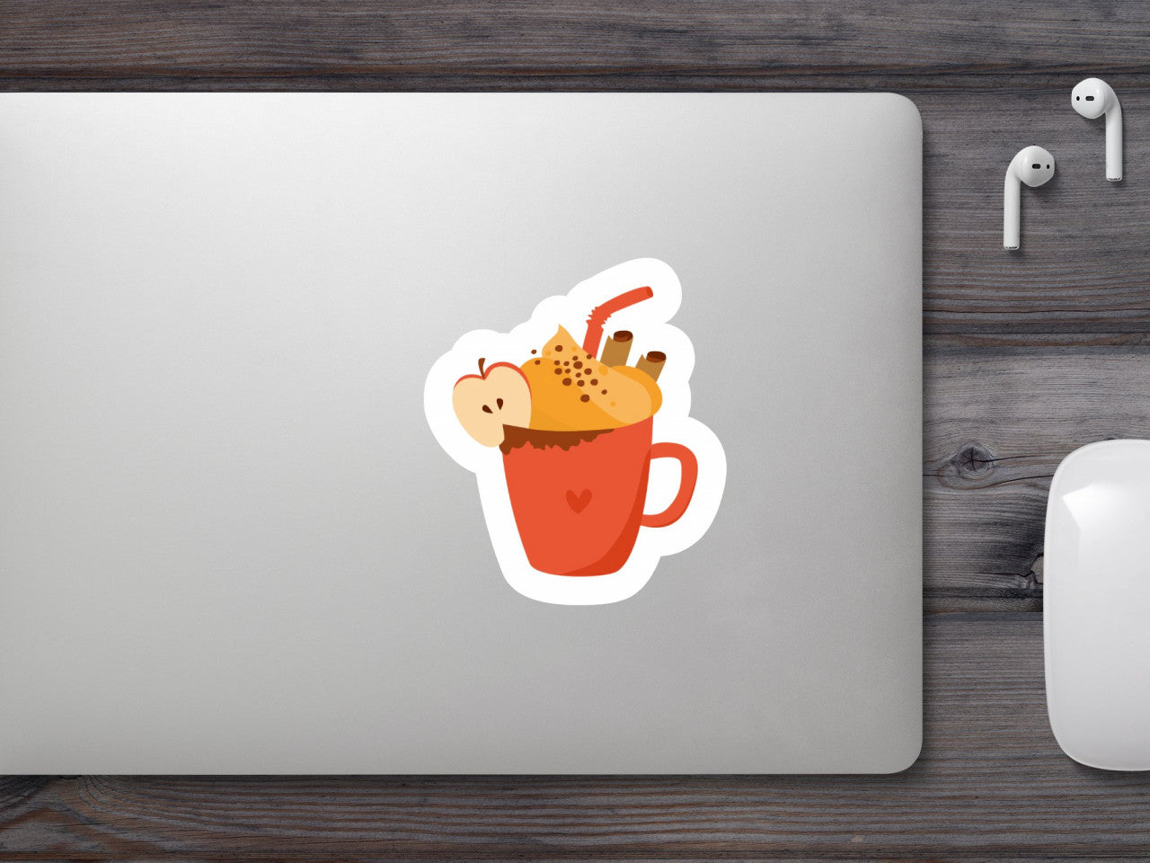 Set 5 bucati, Sticker decorativ, Cana cu vin fiert, Rezistent la apa, NO8715, 6 cm, Multicolor