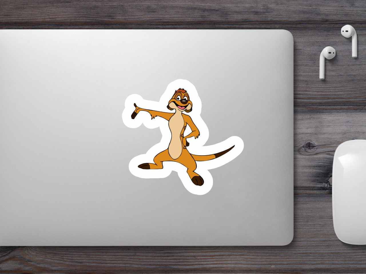 Set 5 bucati, Sticker decorativ, Caracter Timon din Lion King, Rezistent la apa, NO8729, 6 cm, Multicolor