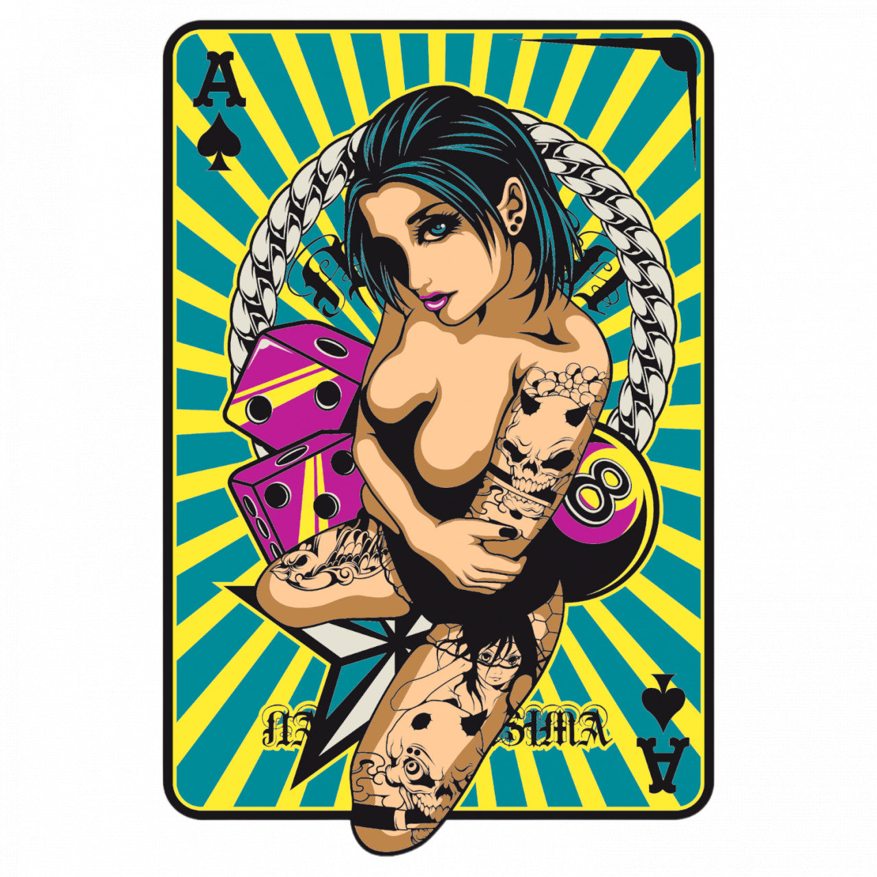 Set 5 bucati, Sticker decorativ, Carte de joc, Rezistent la apa, NO8733, 6 cm, Multicolor