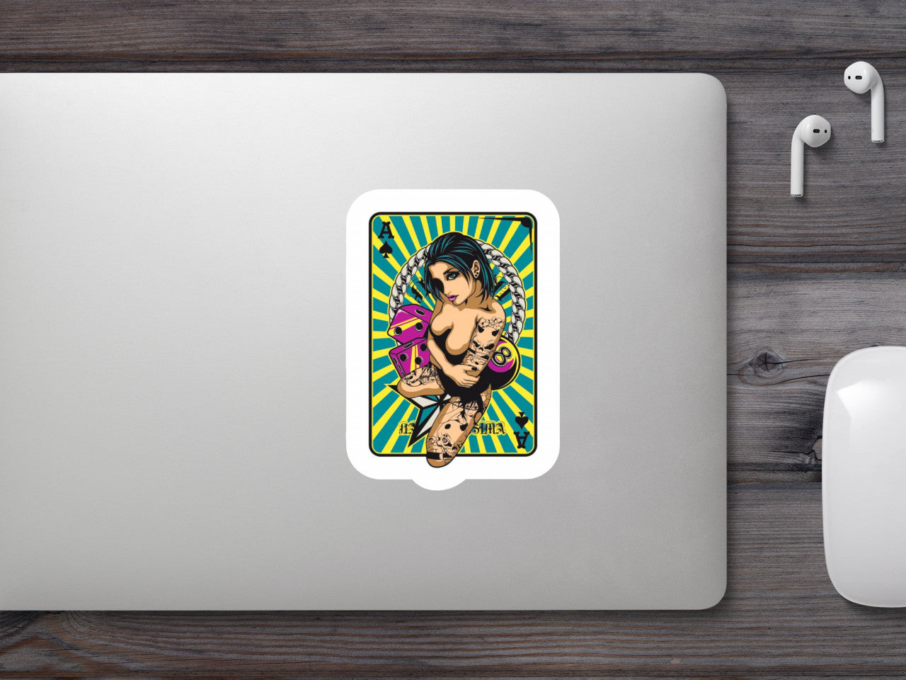 Set 5 bucati, Sticker decorativ, Carte de joc, Rezistent la apa, NO8733, 6 cm, Multicolor