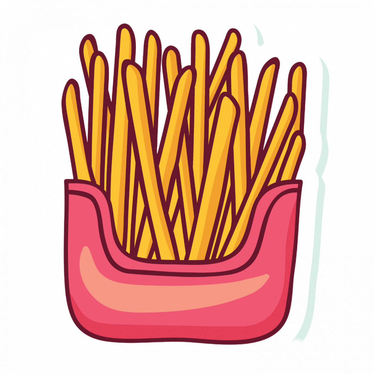 Set 5 bucati, Sticker decorativ, Cartofi frantuzesti, Rezistent la apa, NO8739, 6 cm, Multicolor