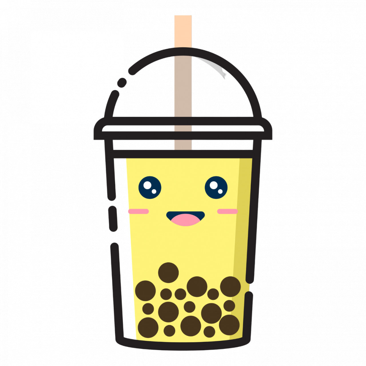 Set 5 bucati, Sticker decorativ, Ceai Boba Taiwan, Rezistent la apa, NO8772, 6 cm, Multicolor