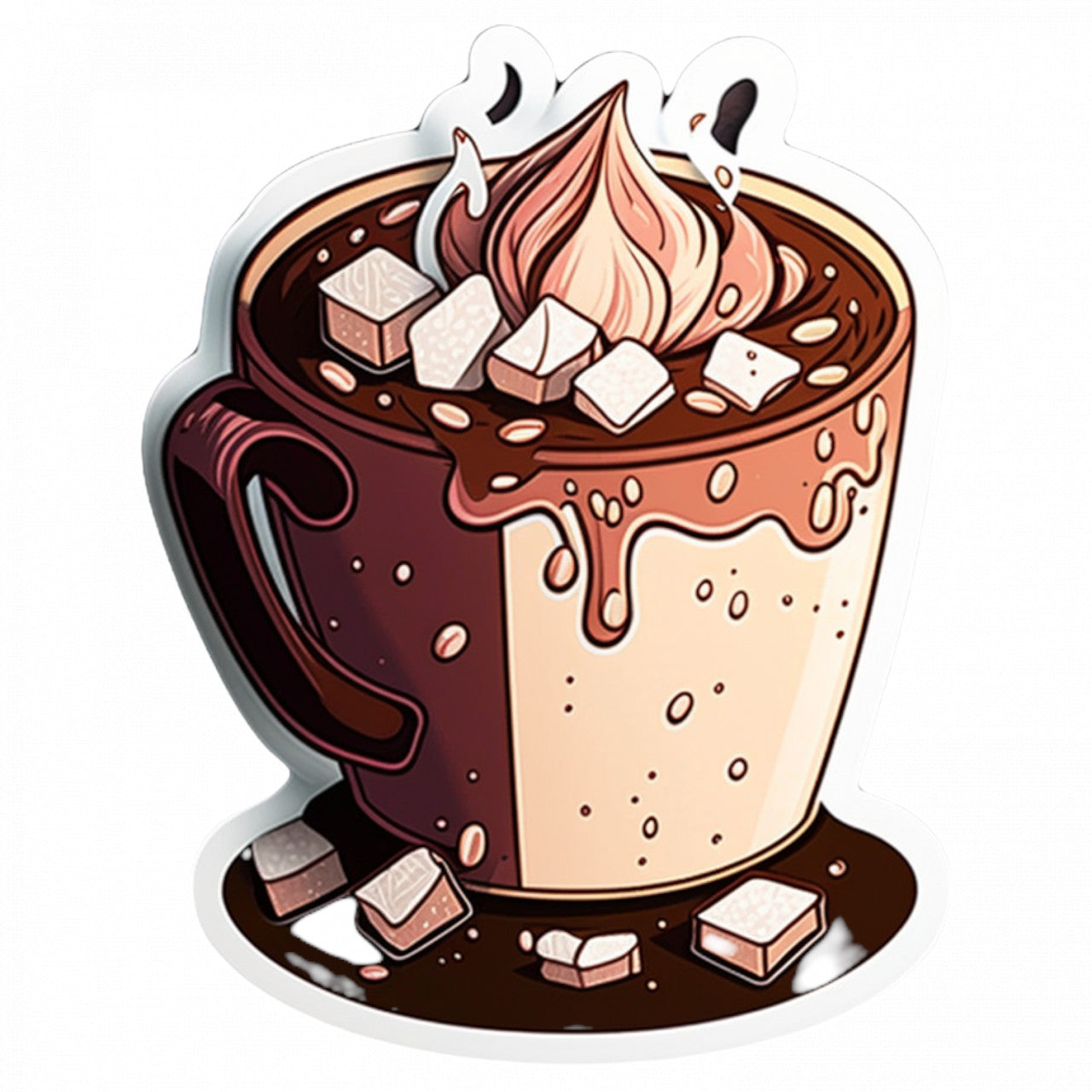 Set 5 bucati, Sticker decorativ, Ceasca cu ciocolata calda, Rezistent la apa, NO8776, 6 cm, Multicolor