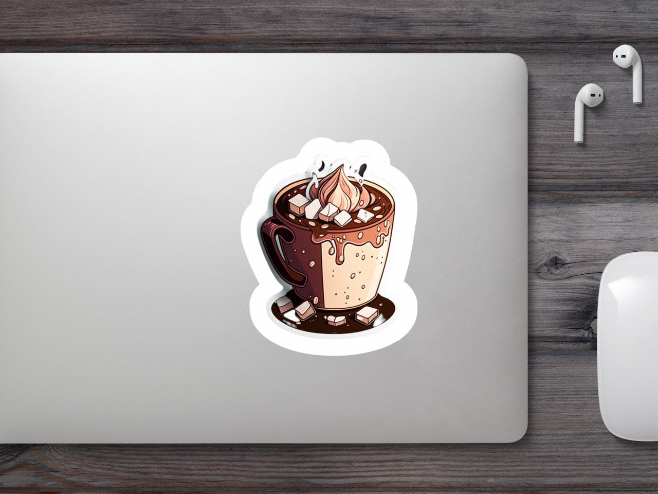 Set 5 bucati, Sticker decorativ, Ceasca cu ciocolata calda, Rezistent la apa, NO8776, 6 cm, Multicolor