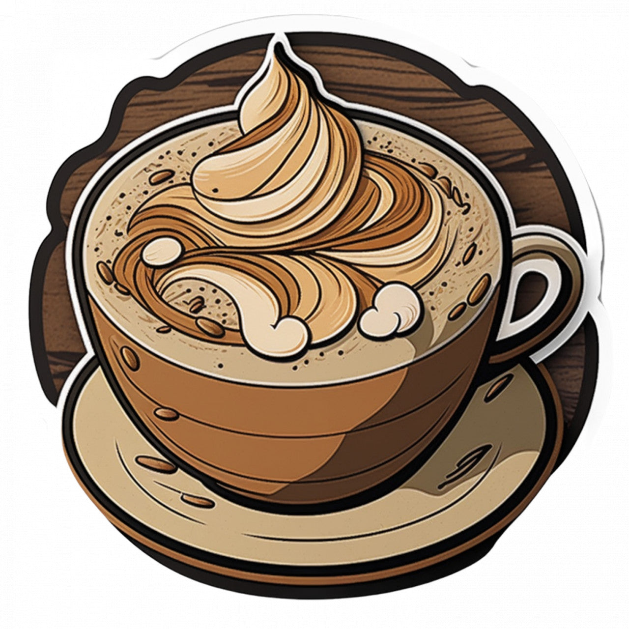 Set 5 bucati, Sticker decorativ, Ceasca de cappuccino, Rezistent la apa, NO8778, 6 cm, Multicolor