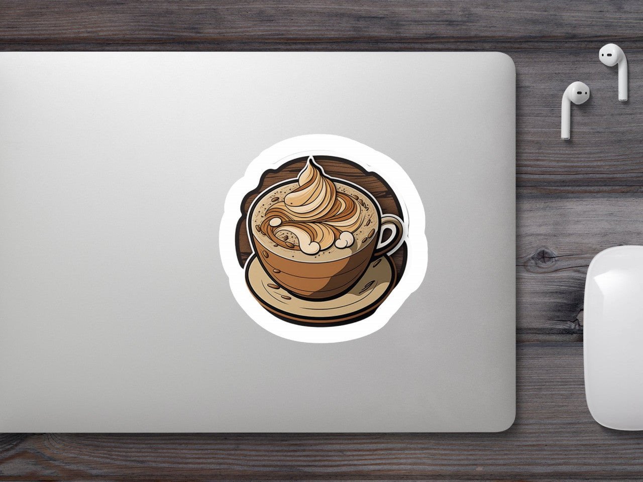 Set 5 bucati, Sticker decorativ, Ceasca de cappuccino, Rezistent la apa, NO8778, 6 cm, Multicolor