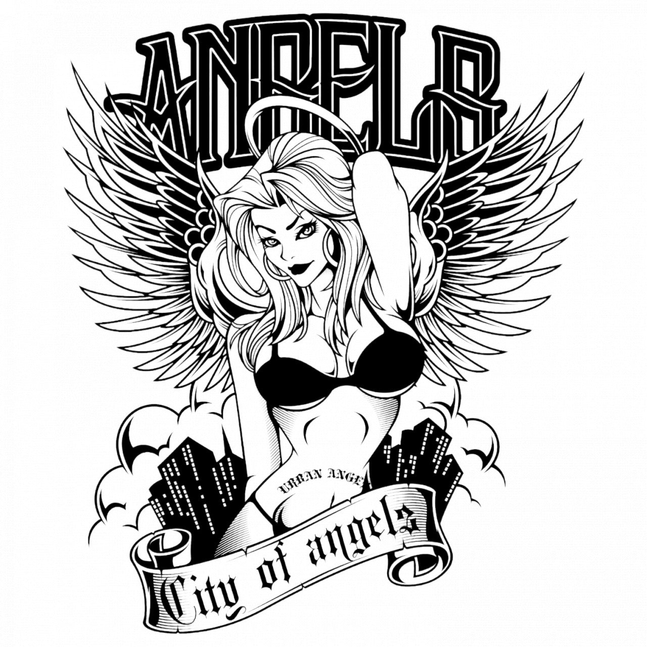 Set 5 bucati, Sticker decorativ, City of angels, Rezistent la apa, NO8837, 6 cm, Multicolor