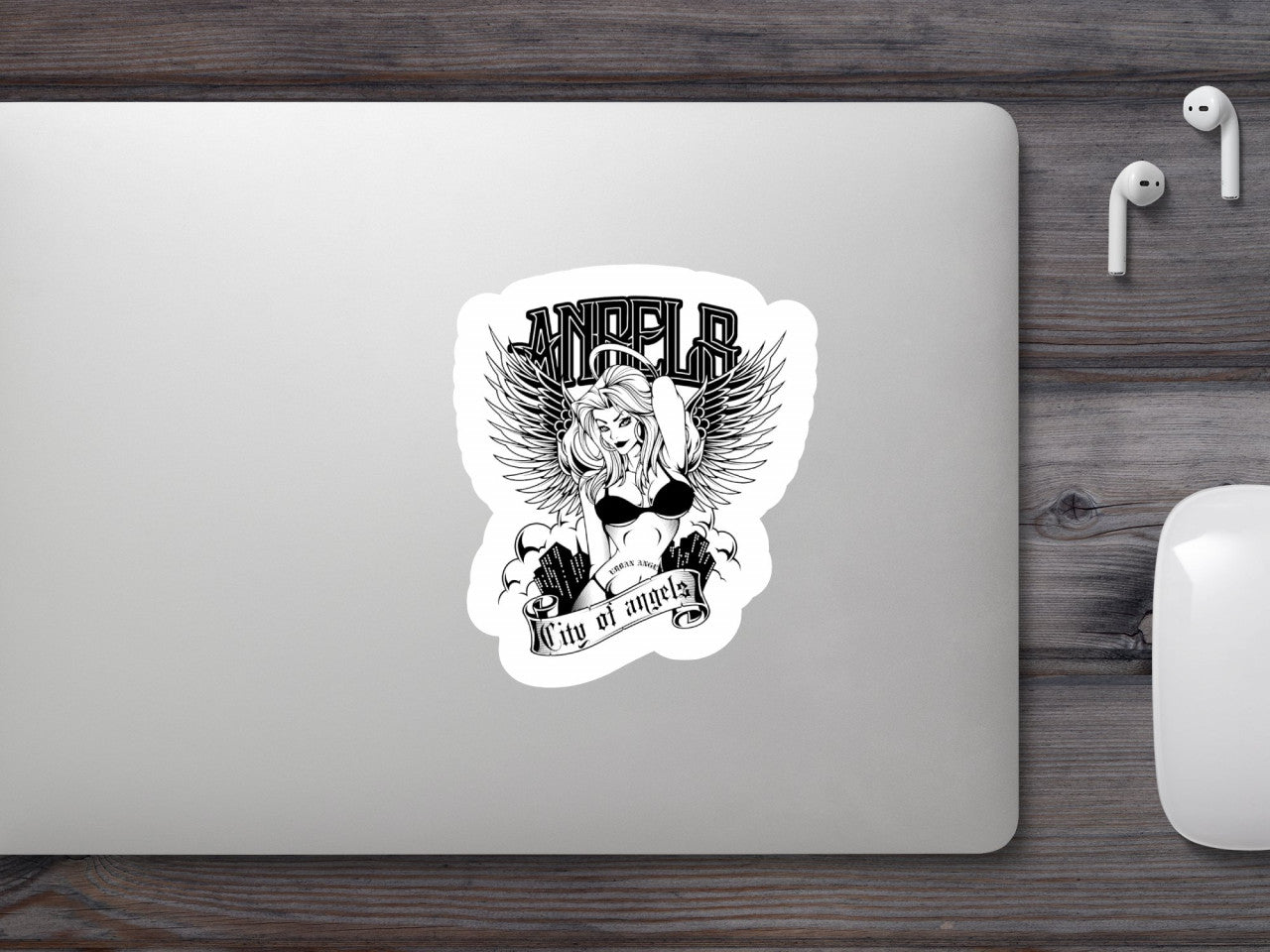 Set 5 bucati, Sticker decorativ, City of angels, Rezistent la apa, NO8837, 6 cm, Multicolor