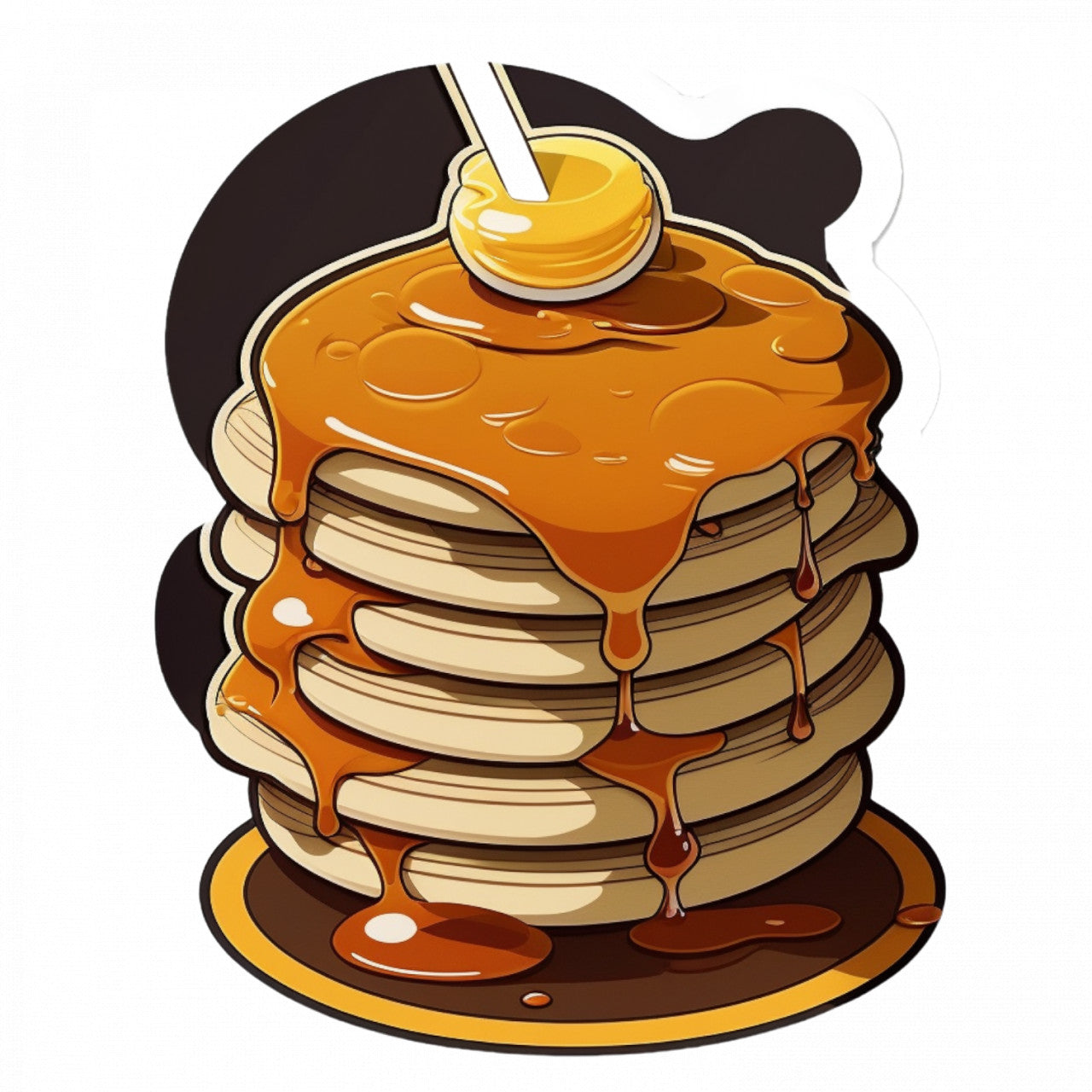 Set 5 bucati, Sticker decorativ, Clatite cu caramel si miere, Rezistent la apa, NO8839, 6 cm, Multicolor