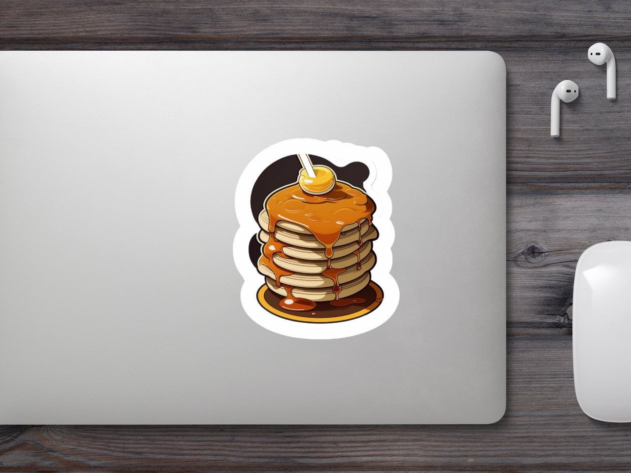 Set 5 bucati, Sticker decorativ, Clatite cu caramel si miere, Rezistent la apa, NO8839, 6 cm, Multicolor