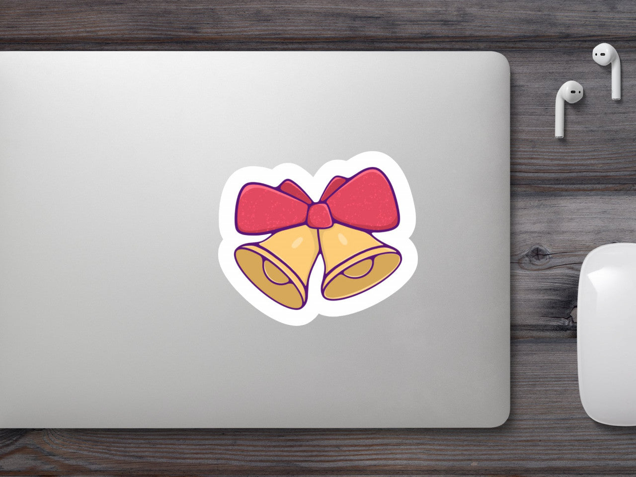 Set 5 bucati, Sticker decorativ, Clopotei pentru Craciun, Rezistent la apa, NO8840, 6 cm, Multicolor