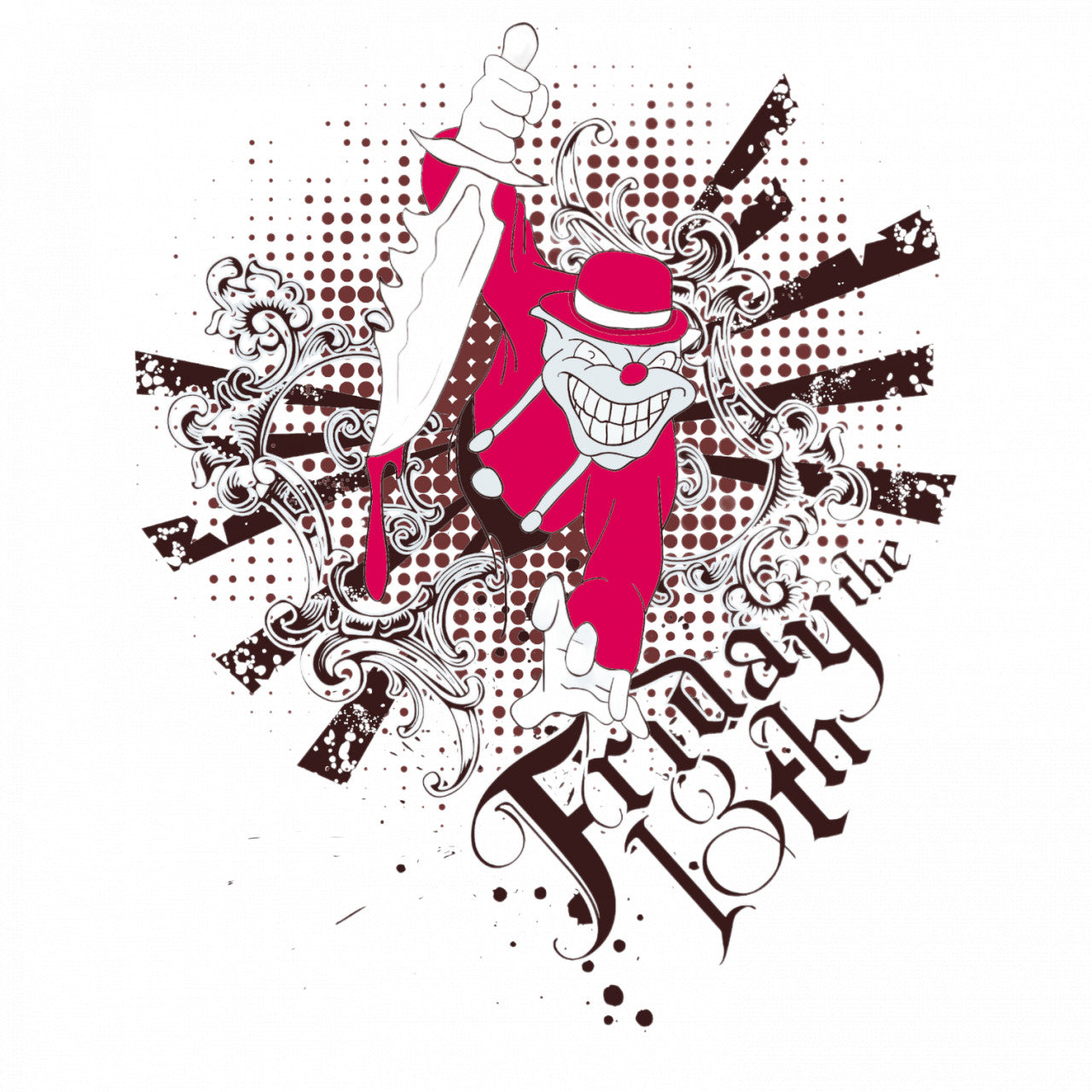 Set 5 bucati, Sticker decorativ, Clovnul cu cutit, Rezistent la apa, NO8841, 6 cm, Multicolor