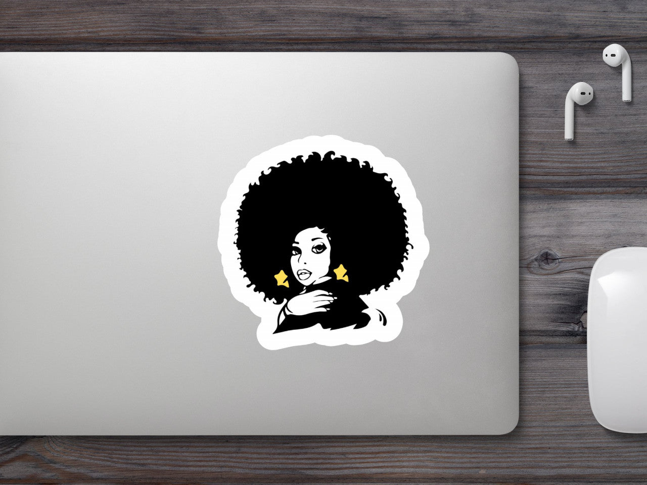 Set 5 bucati, Sticker decorativ, Coafura The Afro, Rezistent la apa, NO8843, 6 cm, Multicolor