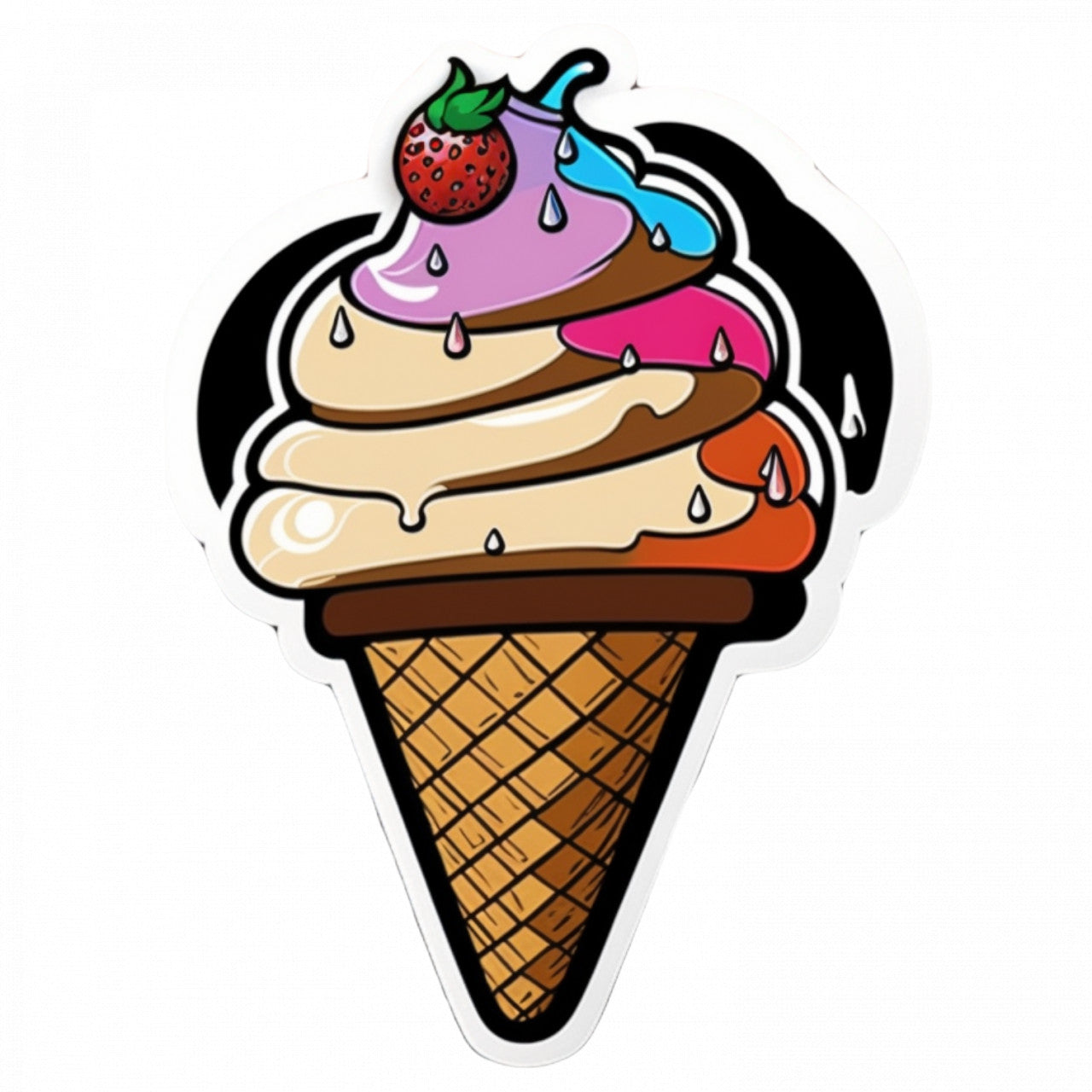 Set 5 bucati, Sticker decorativ, Con cu inghetata, Rezistent la apa, NO8866, 6 cm, Multicolor