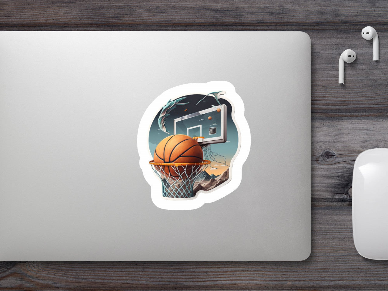 Set 5 bucati, Sticker decorativ, Cos de baschet, Rezistent la apa, NO8915, 6 cm, Multicolor