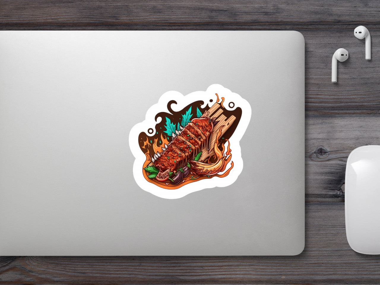 Set 5 bucati, Sticker decorativ, Costite ;a gratar, Rezistent la apa, NO8916, 6 cm, Multicolor