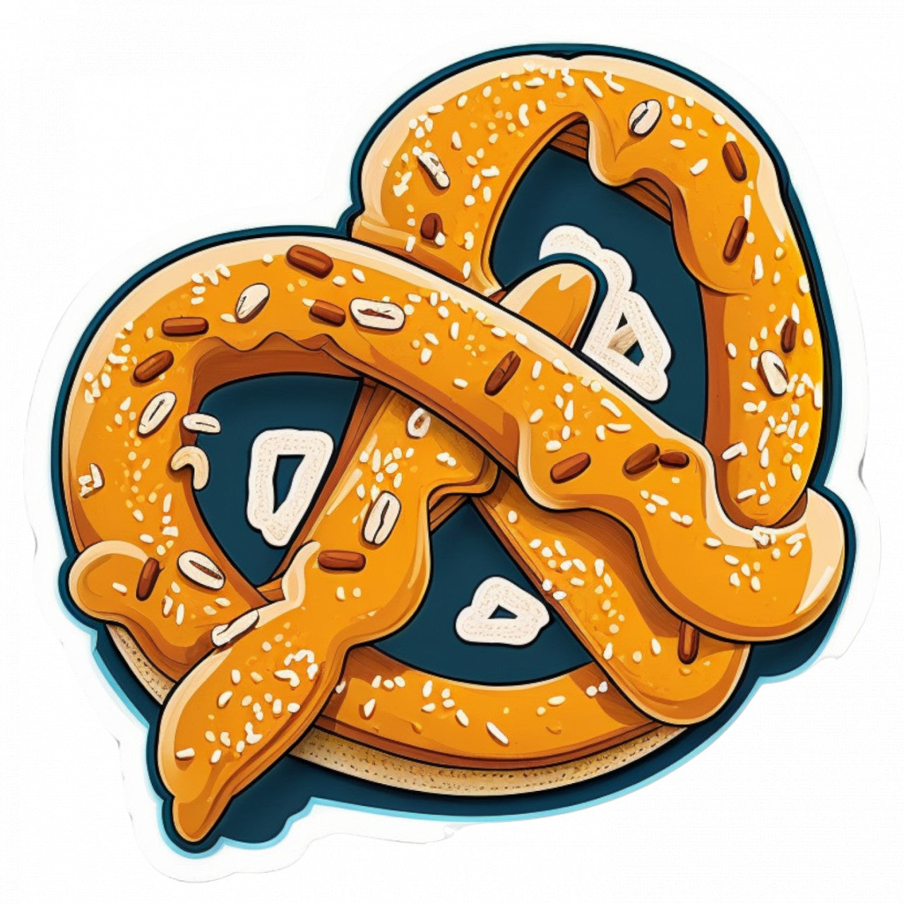 Set 5 bucati, Sticker decorativ, Covrig cu sare, Rezistent la apa, NO8919, 6 cm, Multicolor