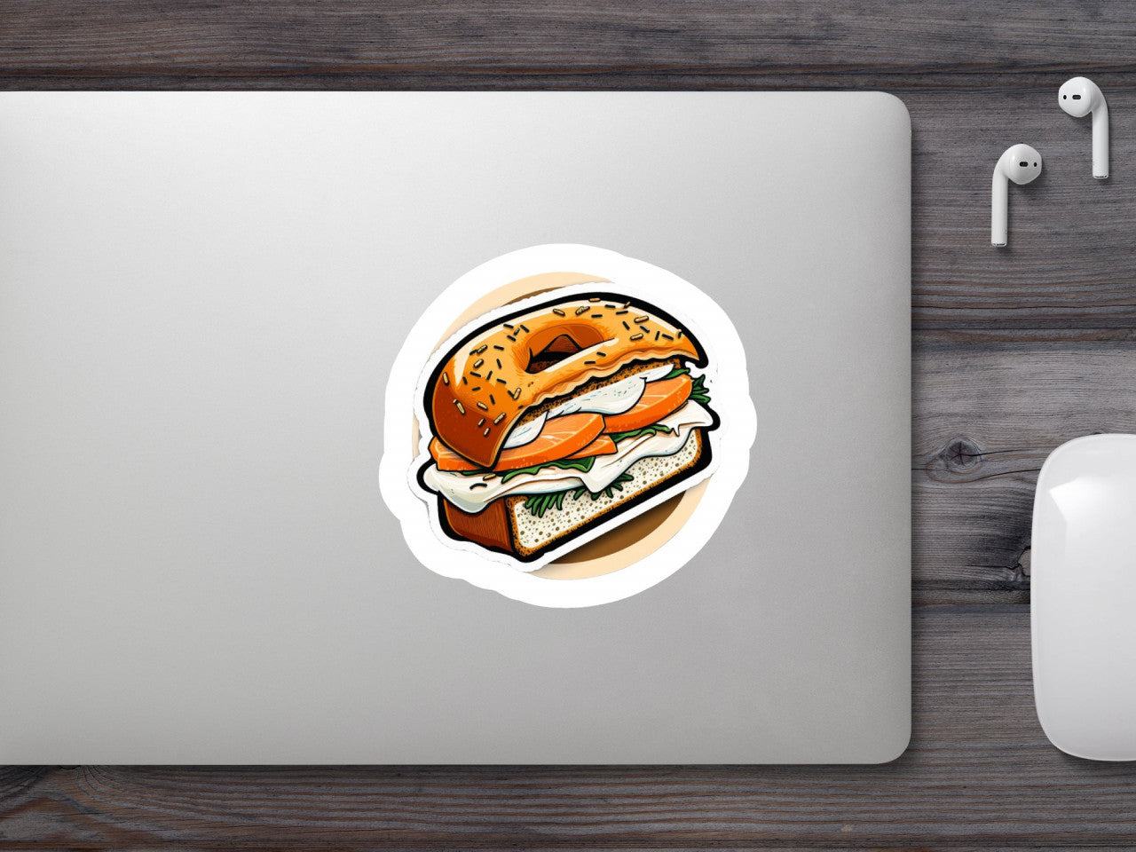 Set 5 bucati, Sticker decorativ, Covrig cu sunca si branza, Rezistent la apa, NO8920, 6 cm, Multicolor