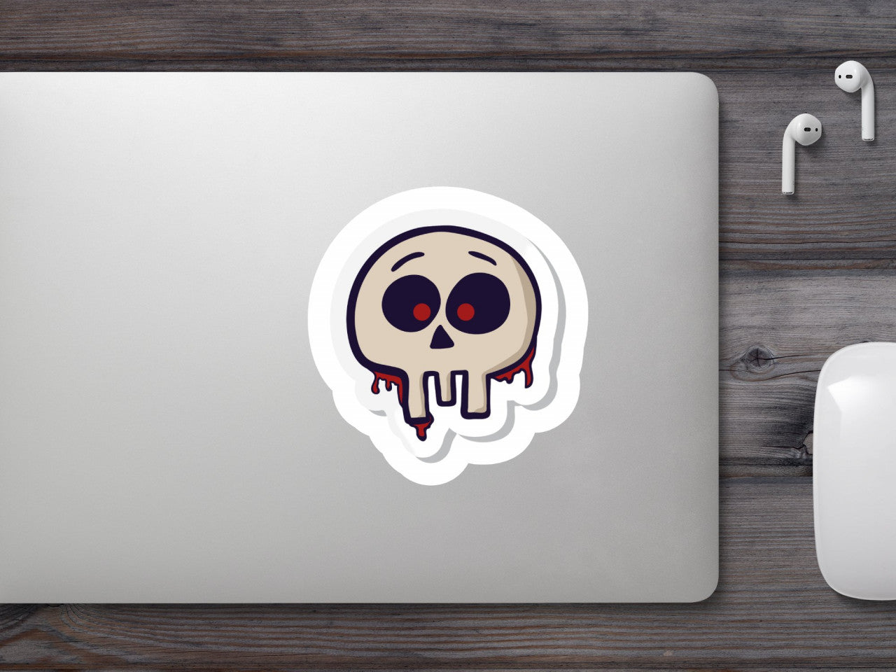 Set 5 bucati, Sticker decorativ, Craniu insangerat, Rezistent la apa, NO8927, 6 cm, Multicolor