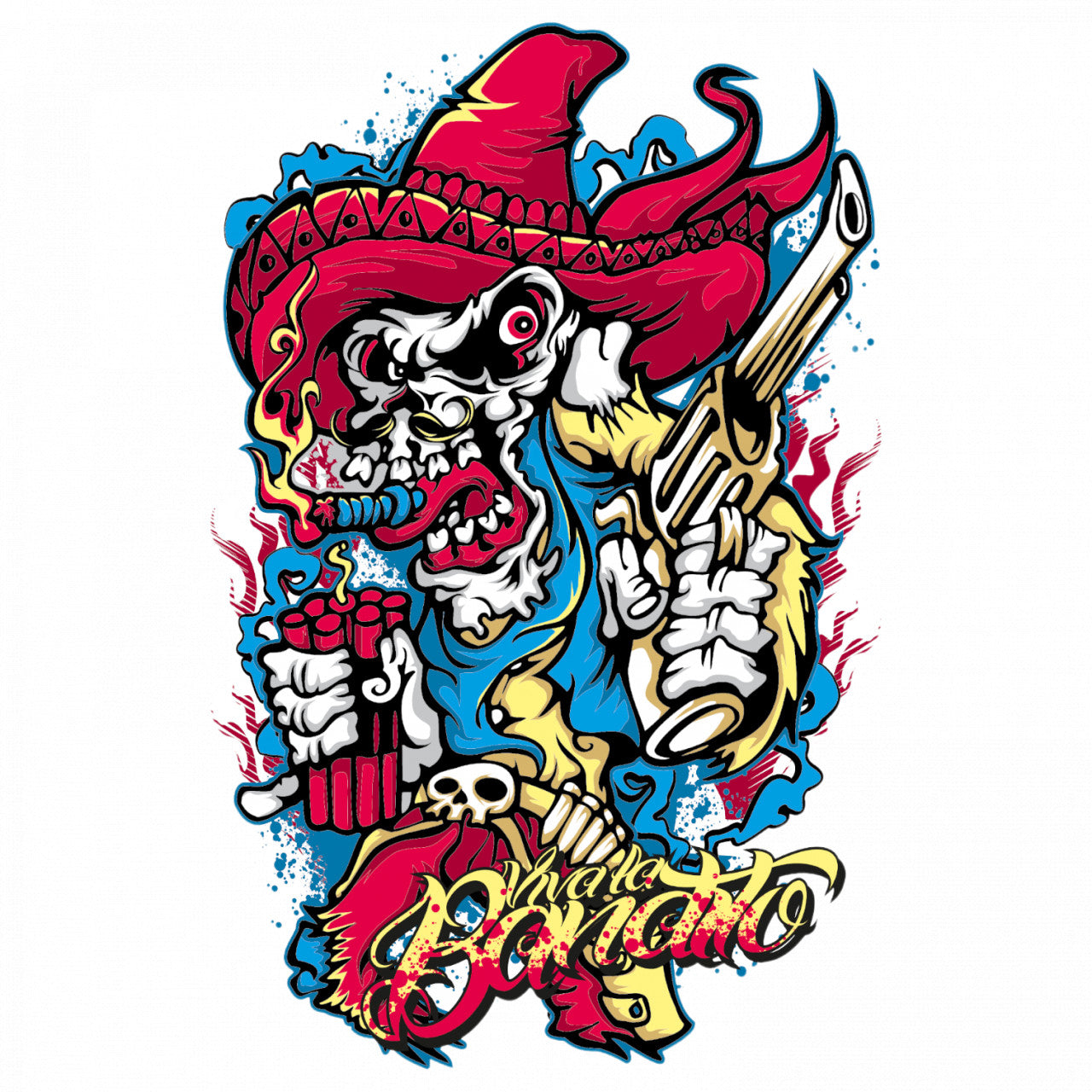 Set 5 bucati, Sticker decorativ, Craniul Gangster, Rezistent la apa, NO8929, 6 cm, Multicolor