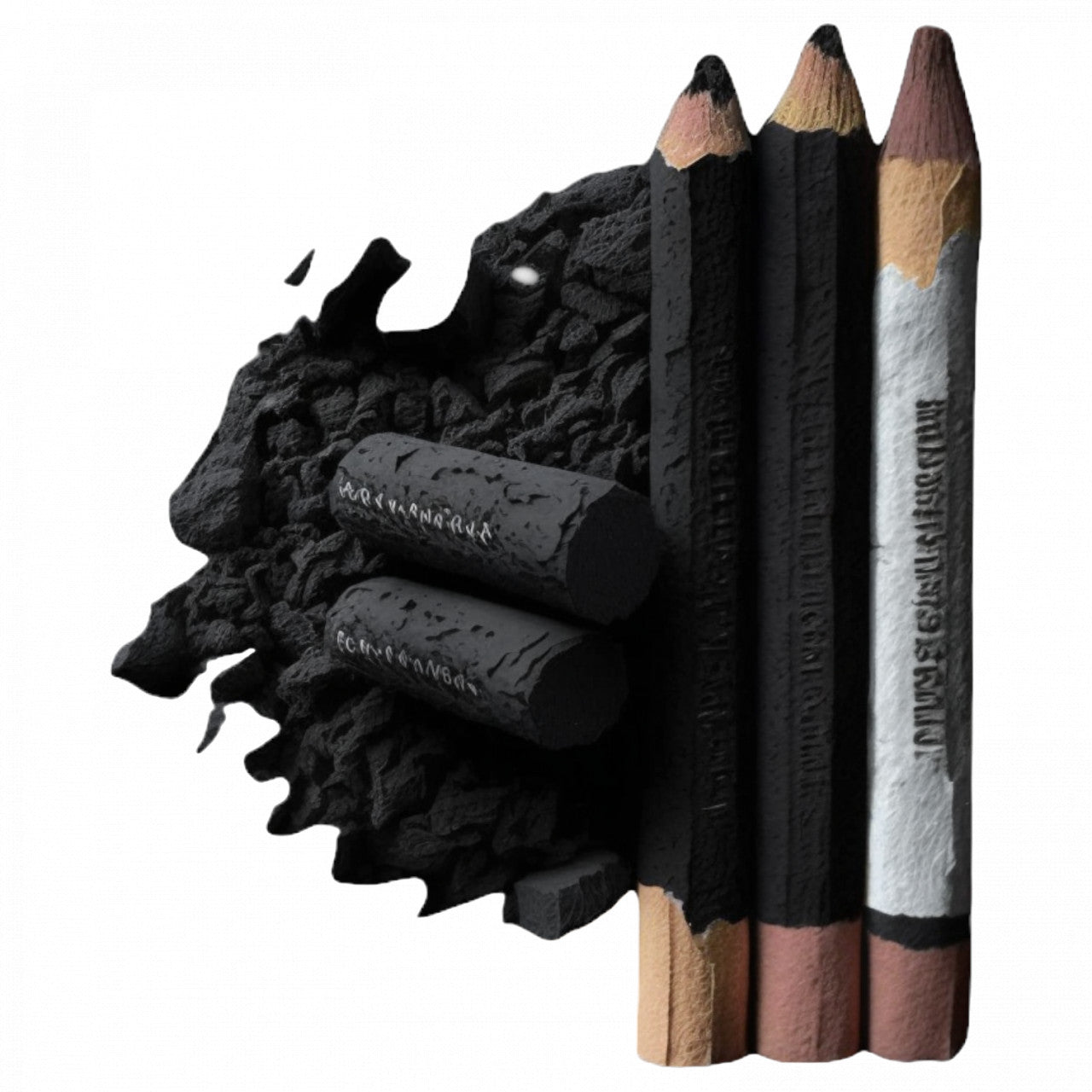 Set 5 bucati, Sticker decorativ, Creioane din carbune, Rezistent la apa, NO8930, 6 cm, Multicolor