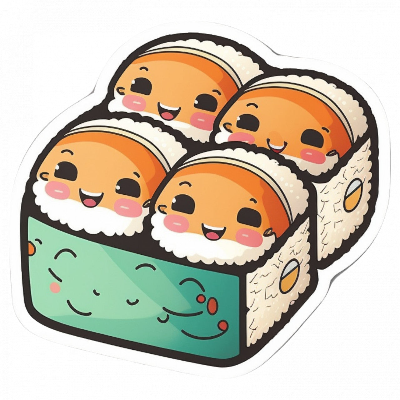 Set 5 bucati, Sticker decorativ, Cutie cu role de sushi, Rezistent la apa, NO8939, 6 cm, Multicolor