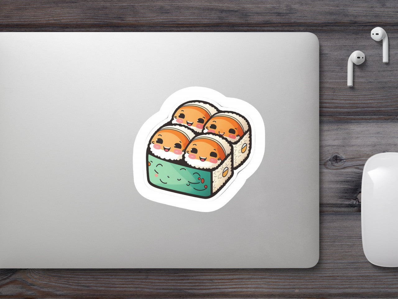 Set 5 bucati, Sticker decorativ, Cutie cu role de sushi, Rezistent la apa, NO8939, 6 cm, Multicolor