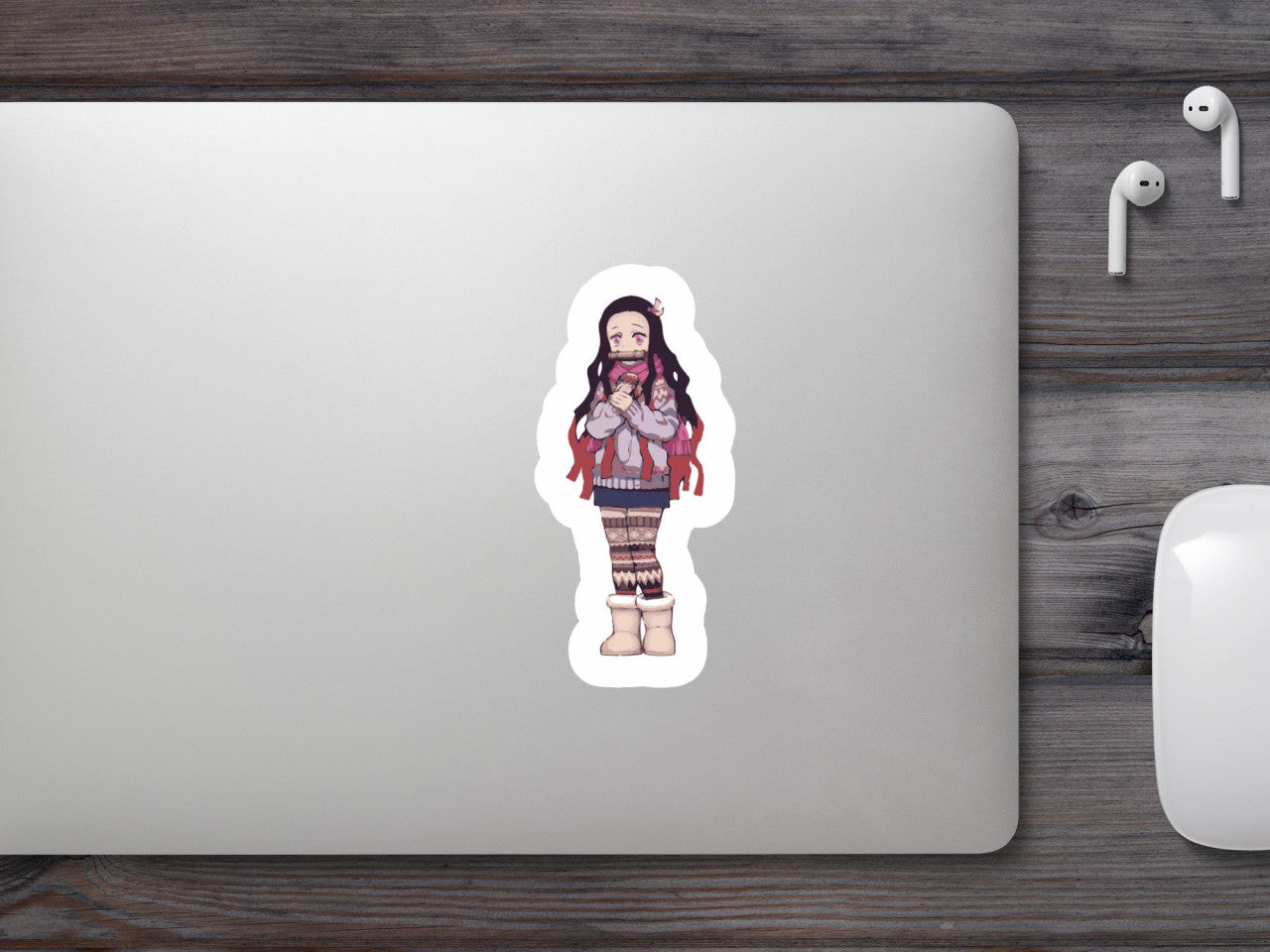 Set 5 bucati, Sticker decorativ, Demon Slayer Nezuko Kamado anime, Rezistent la apa, NO8984, 6 cm, Multicolor