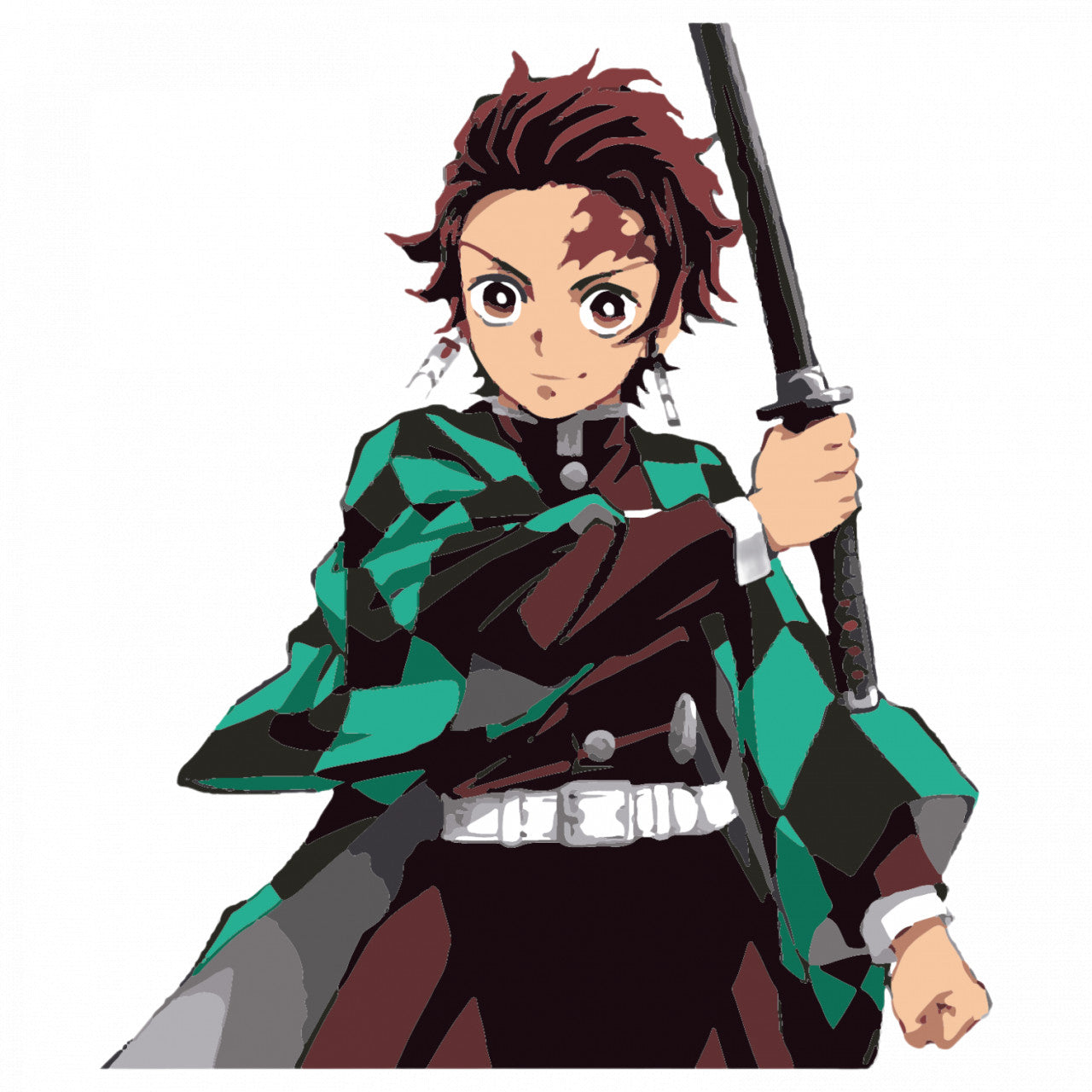 Set 5 bucati, Sticker decorativ, Demon Slayer Tanjiro Kamado pregatit de lupta, Rezistent la apa, NO8992, 6 cm, Multicolor