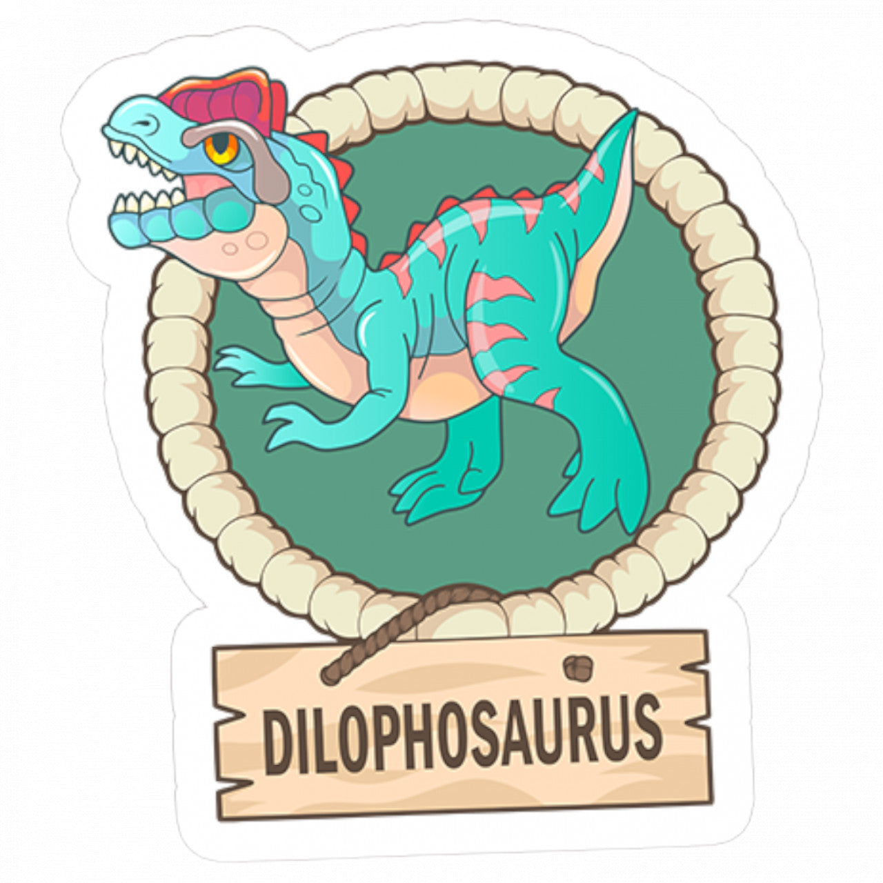 Set 5 bucati, Sticker decorativ, Dilophosaurus dinozaur, Rezistent la apa, NO9003, 6 cm, Multicolor