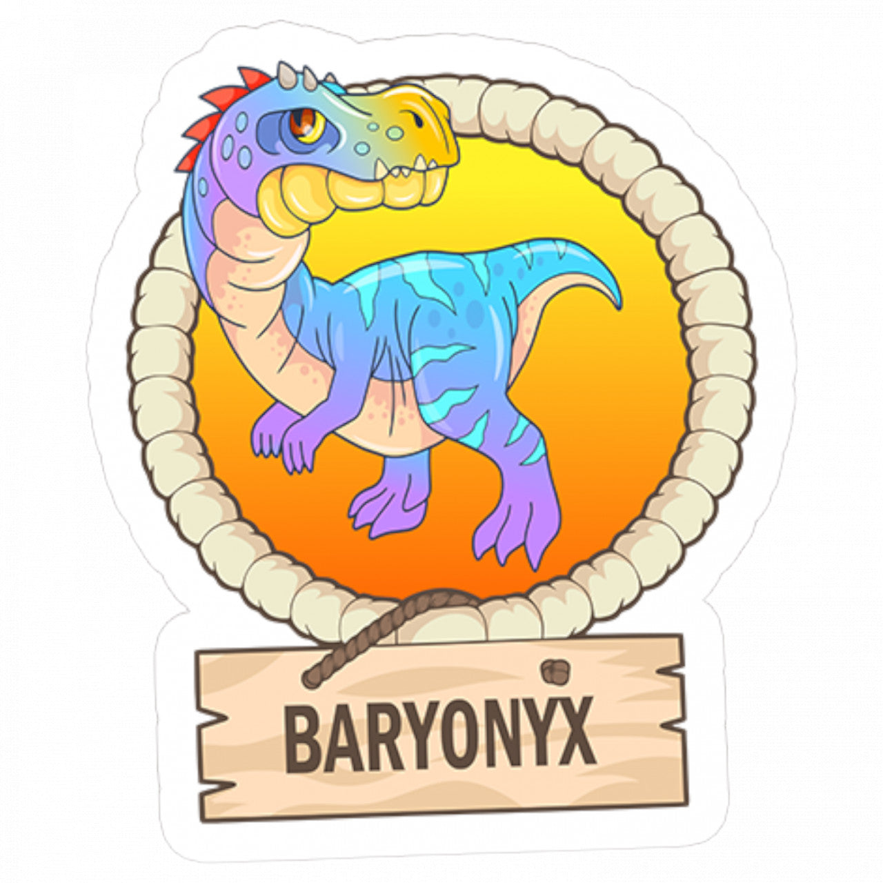 Set 5 bucati, Sticker decorativ, Dinozaur Baryonyx, Rezistent la apa, NO9008, 6 cm, Multicolor