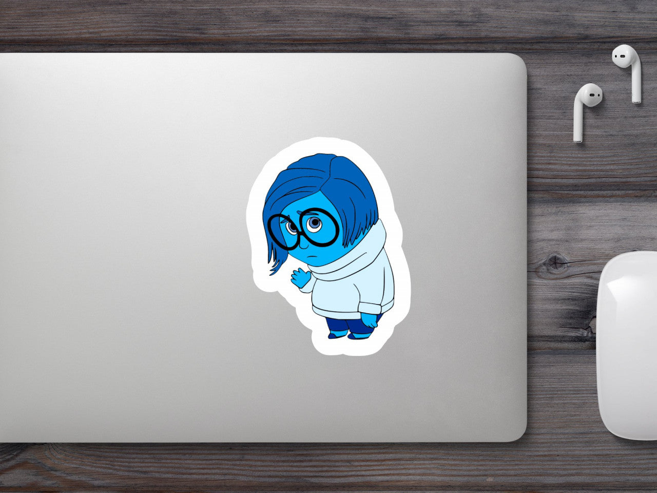 Set 5 bucati, Sticker decorativ, Disney Inside Out Sadness, Rezistent la apa, NO9030, 6 cm, Multicolor