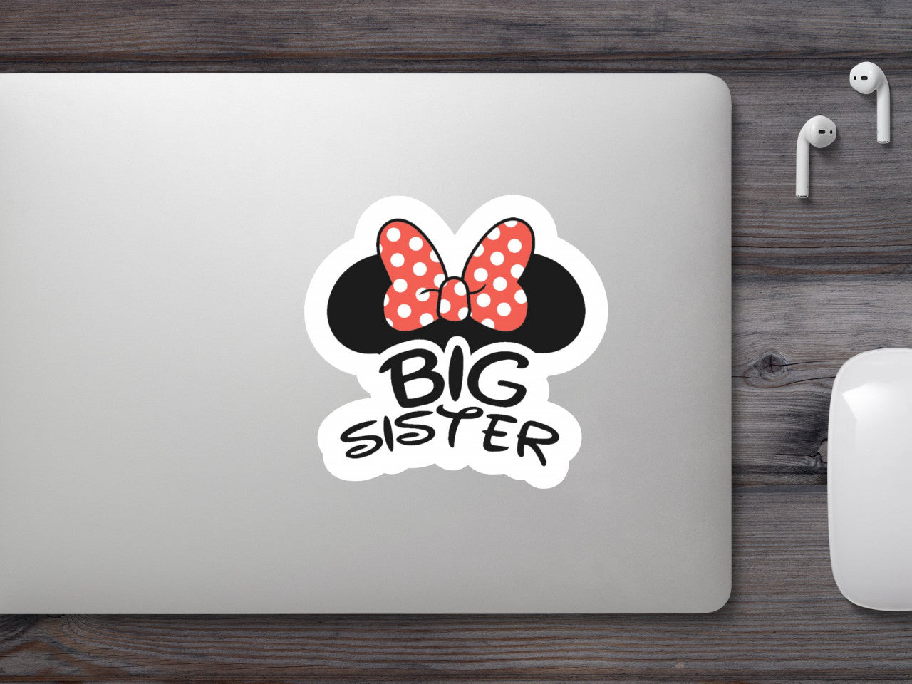 Set 5 bucati, Sticker decorativ, Disney Minnie big sister, Rezistent la apa, NO9035, 6 cm, Multicolor