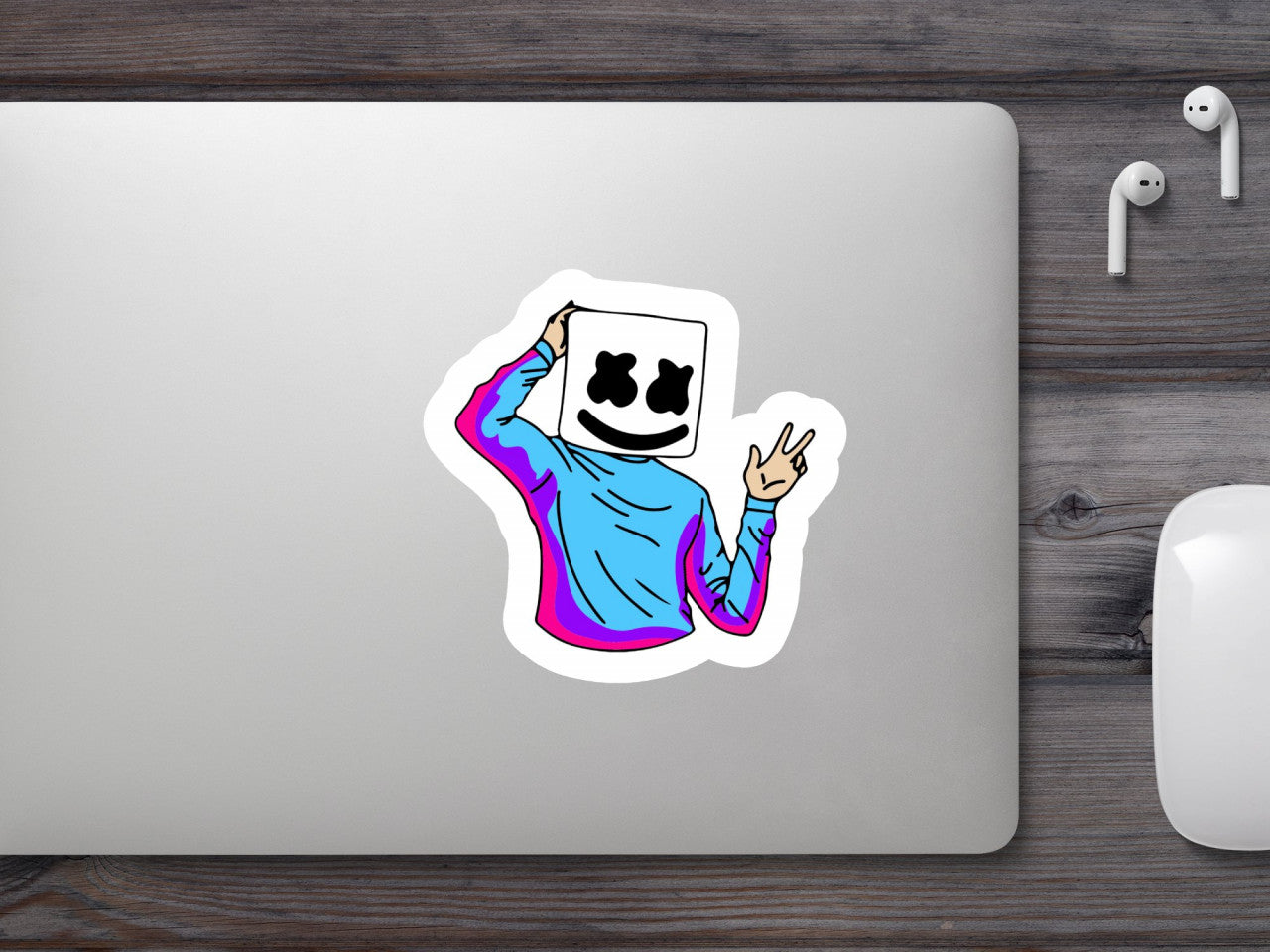 Set 5 bucati, Sticker decorativ, Dj Marshmello Bust, Rezistent la apa, NO9044, 6 cm, Multicolor