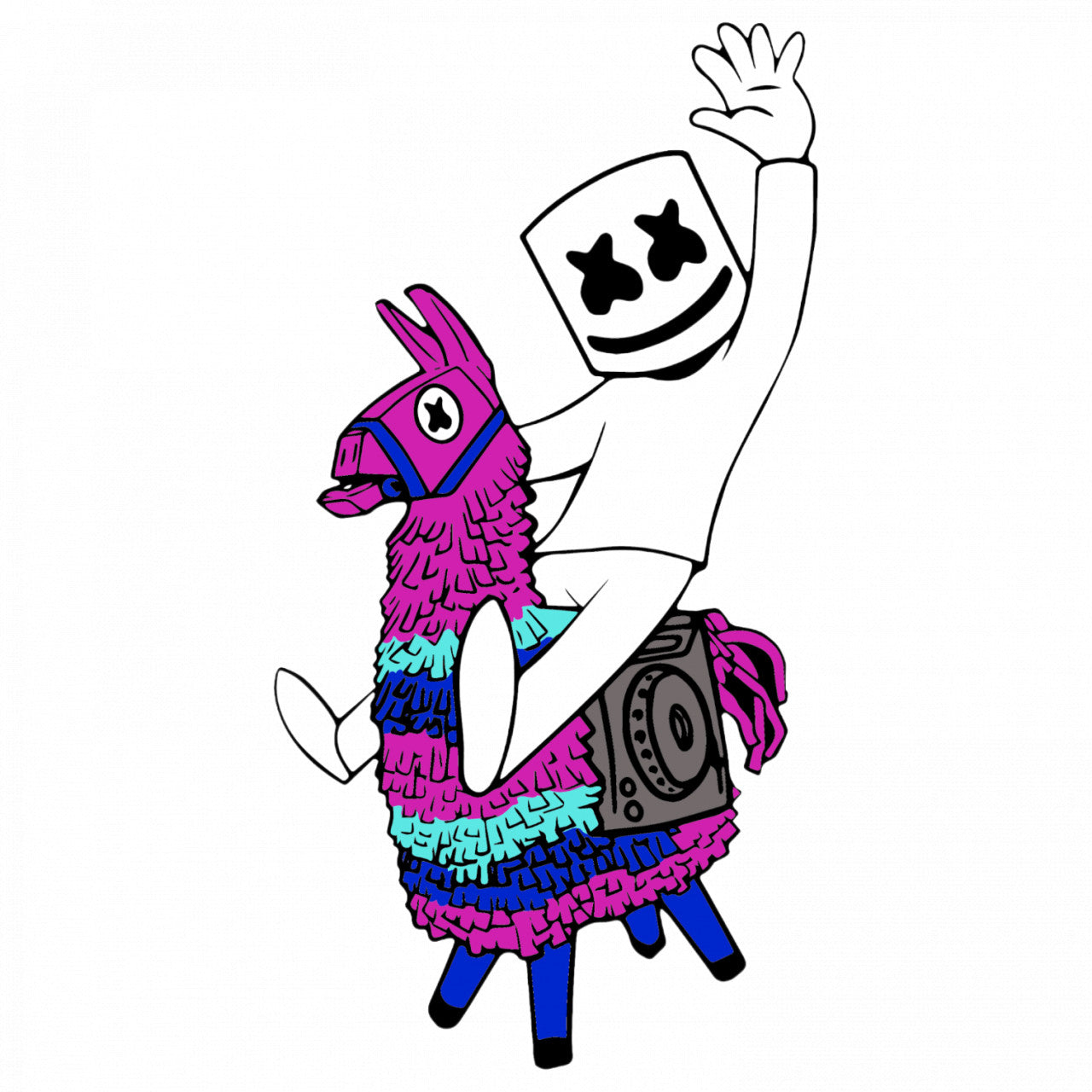 Set 5 bucati, Sticker decorativ, Dj Marshmello calare pe lama, Rezistent la apa, NO9045, 6 cm, Multicolor