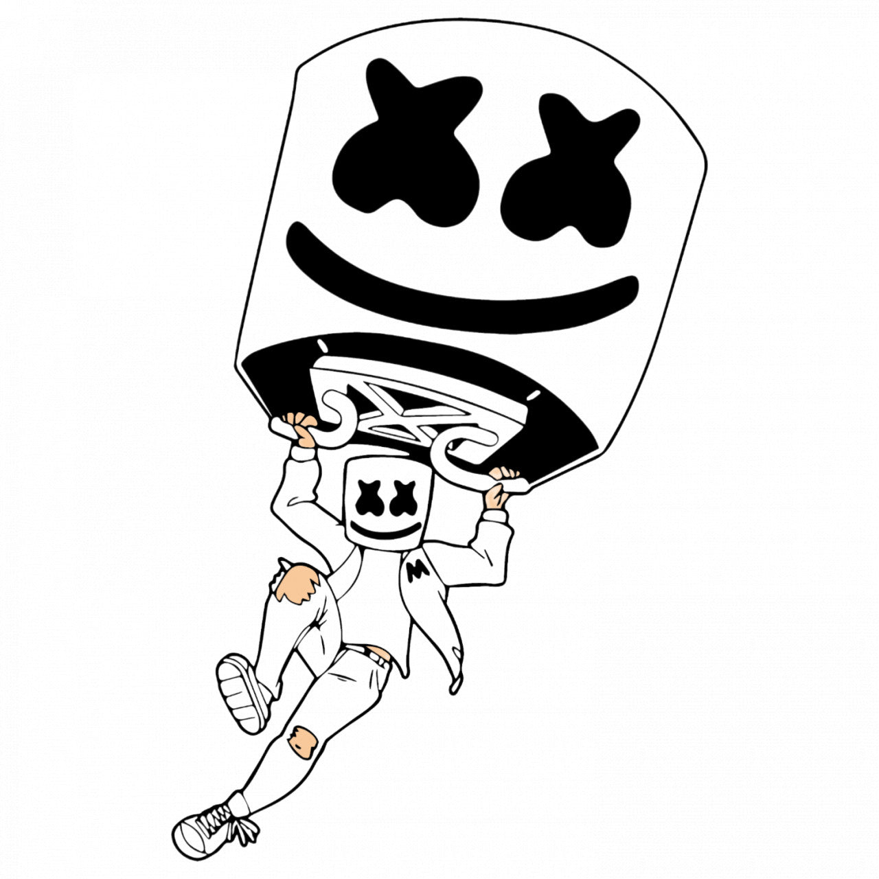 Set 5 bucati, Sticker decorativ, Dj Marshmello singer stick, Rezistent la apa, NO9047, 6 cm, Multicolor