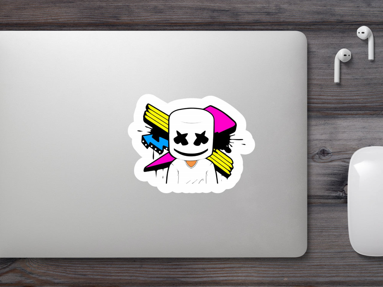 Set 5 bucati, Sticker decorativ, Dj Marshmello Wallpapers, Rezistent la apa, NO9048, 6 cm, Multicolor