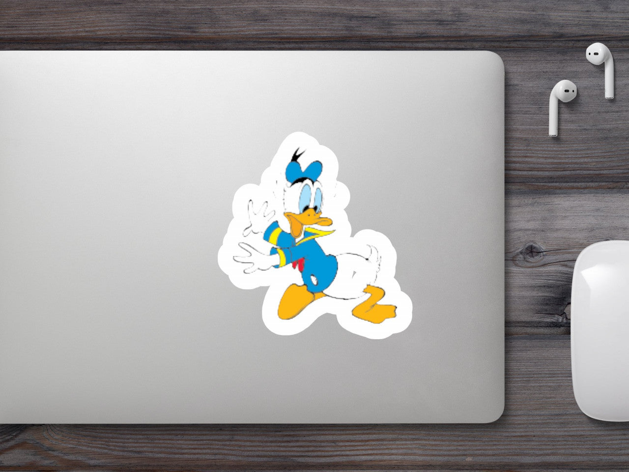 Set 5 bucati, Sticker decorativ, Donal Duck speriat, Rezistent la apa, NO9064, 6 cm, Multicolor